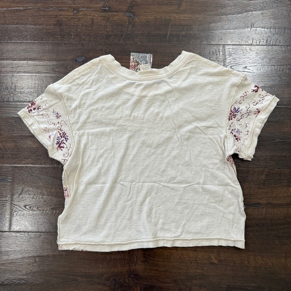 Free People Navigator Ivory Linen Blend Short Sleeve Top Size Small Women - Picture 5 of 9